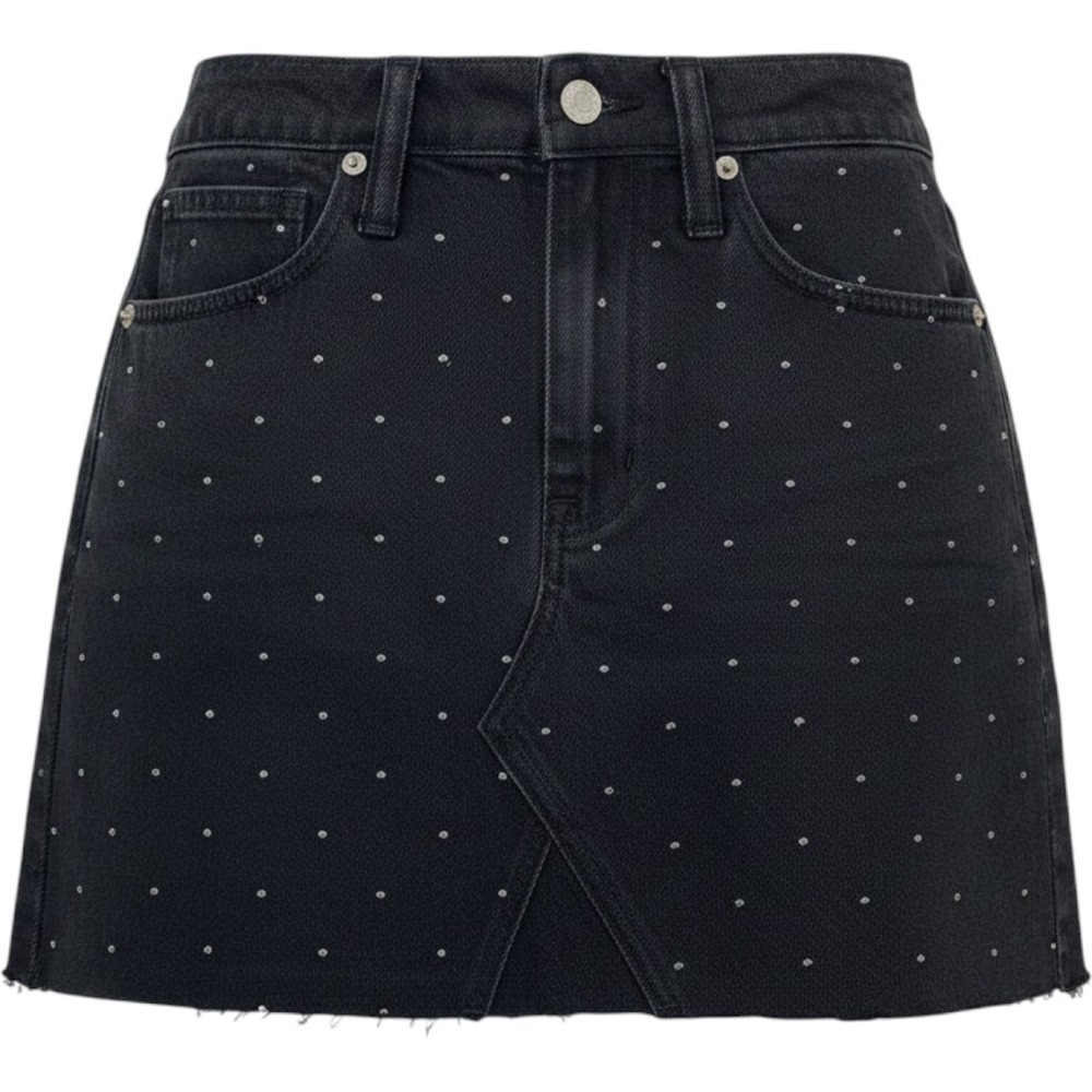Madewell Womens XS Tag 24 Metallic Dots Rigid Denim A-Line Skirt‎ Lunar Wash NWT